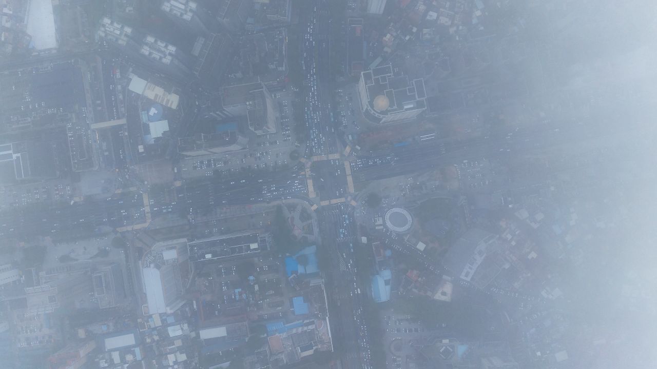 广东东莞城市路口交通车流航拍延时 2