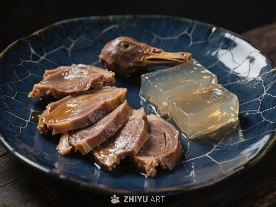 精致卤鸭配冻品摆盘 504