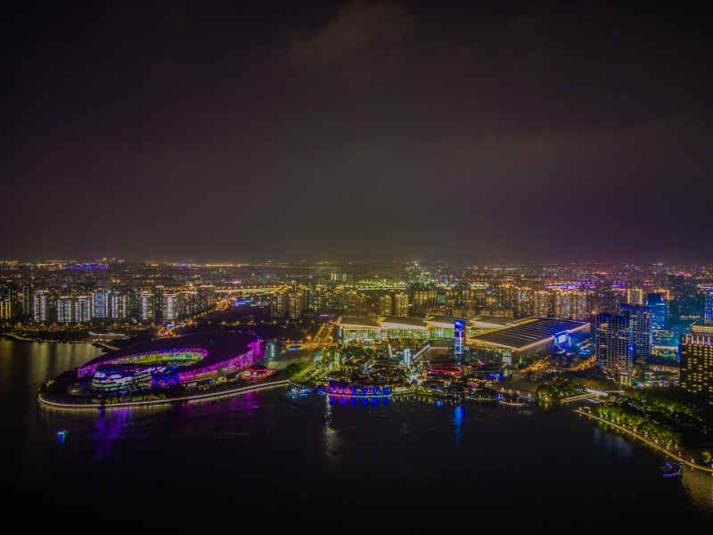 航拍 江苏 苏州 城市 夜景