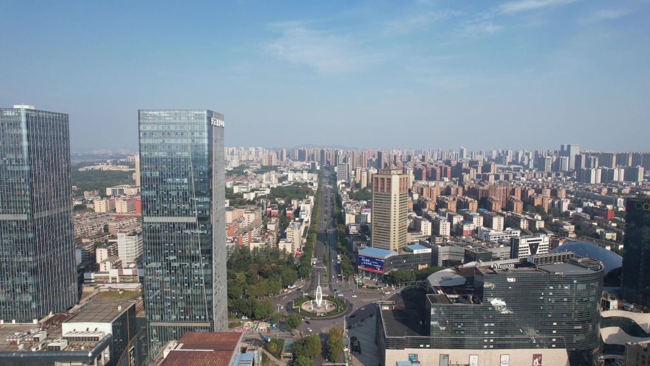 湖南湘潭城市风光地标建筑航拍 