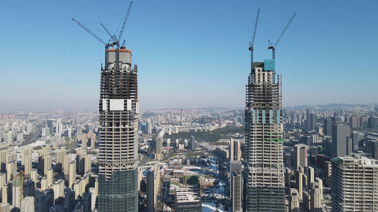 山东济南城市风光地标建筑航拍