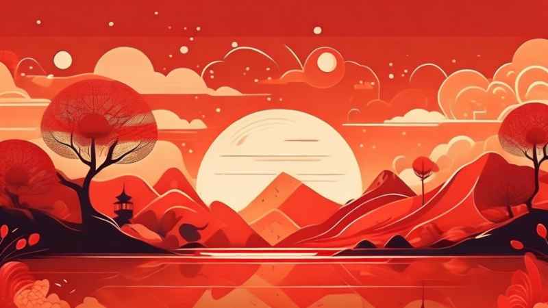 春节拜年守岁插画背景 14