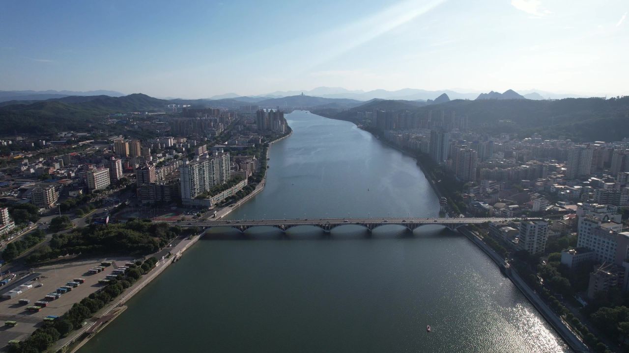 广东韶关城市风光航拍 