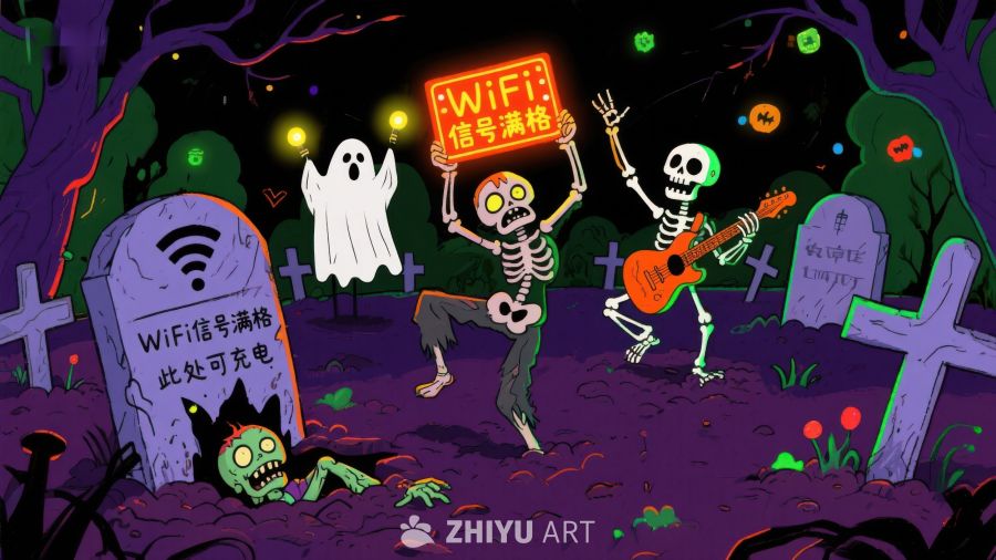 墓地狂欢：骷髅吉他手与WiFi信号
