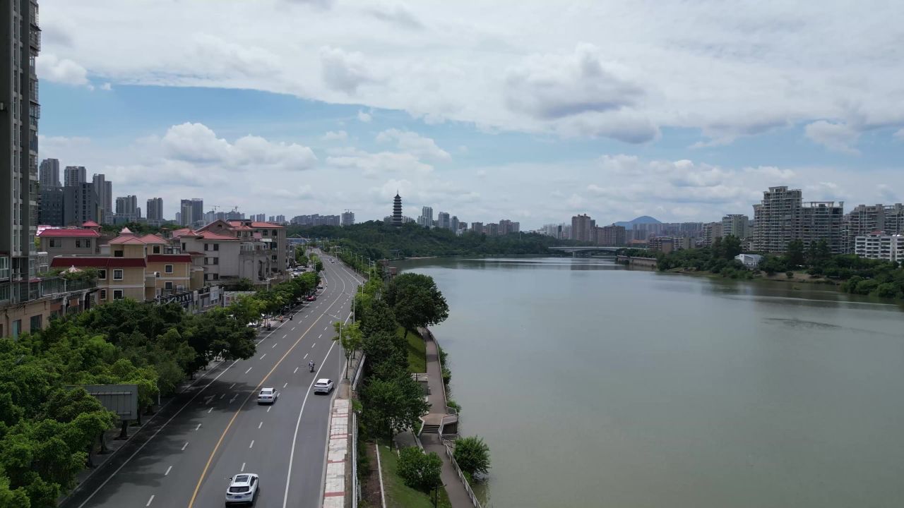 航拍江西赣州城市风光