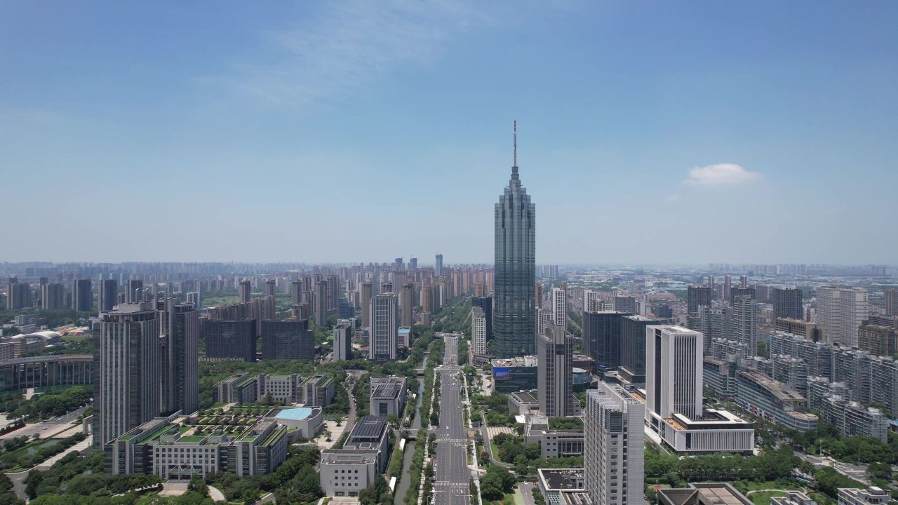 江苏常州城市风光地标建筑航拍 