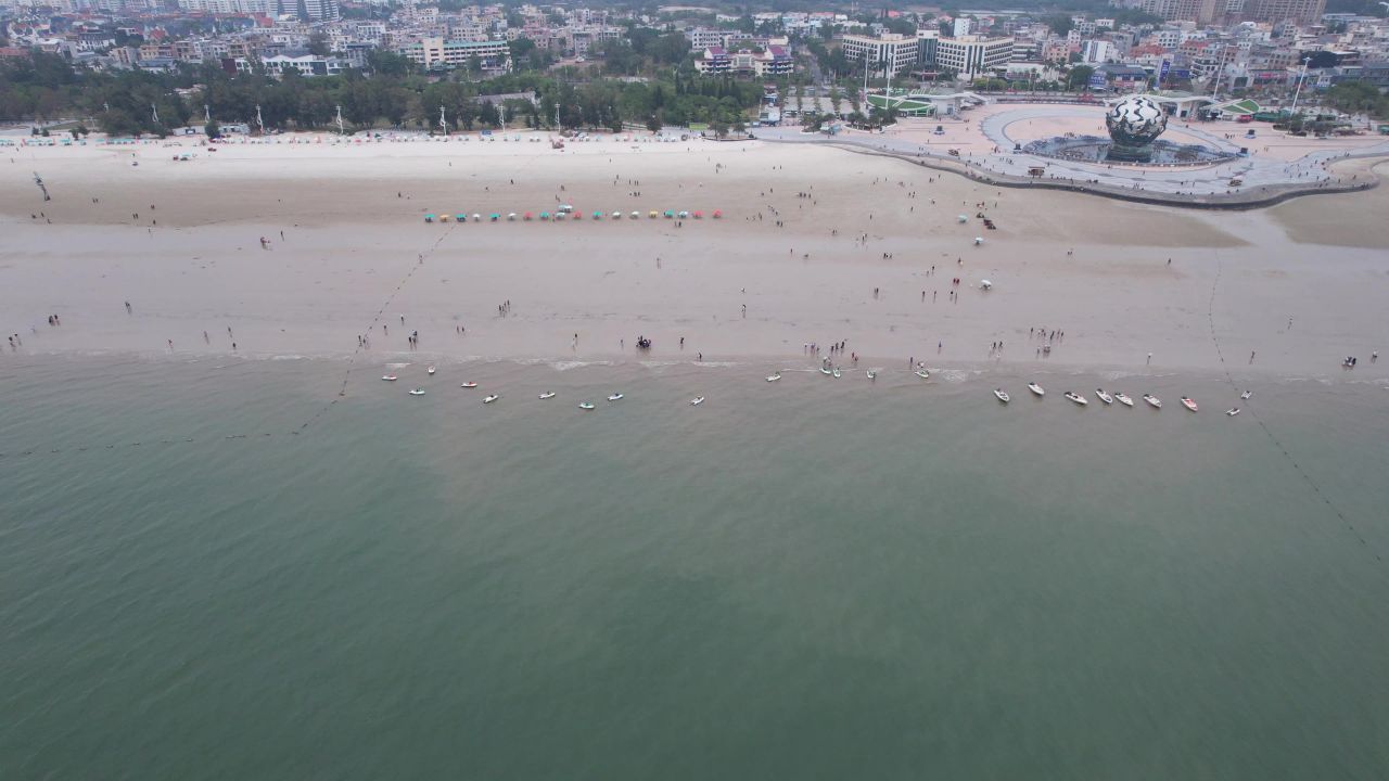 大海海洋沙滩广西北海银滩航拍