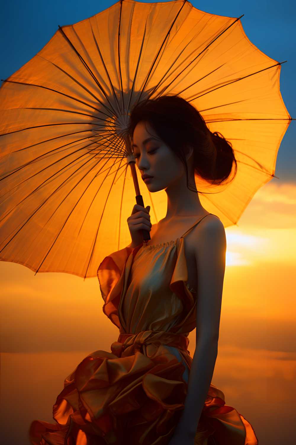 黄色背景图女插画