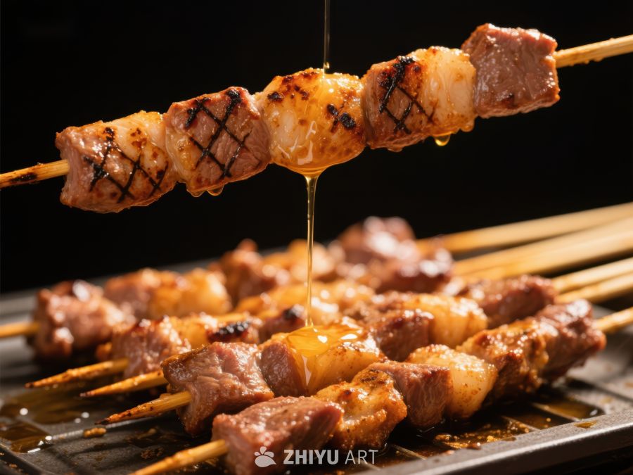 烤肉串上的美味酱汁