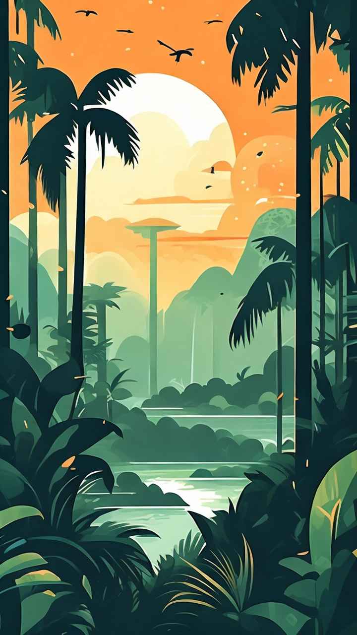 俯瞰热带雨林概念插画 4