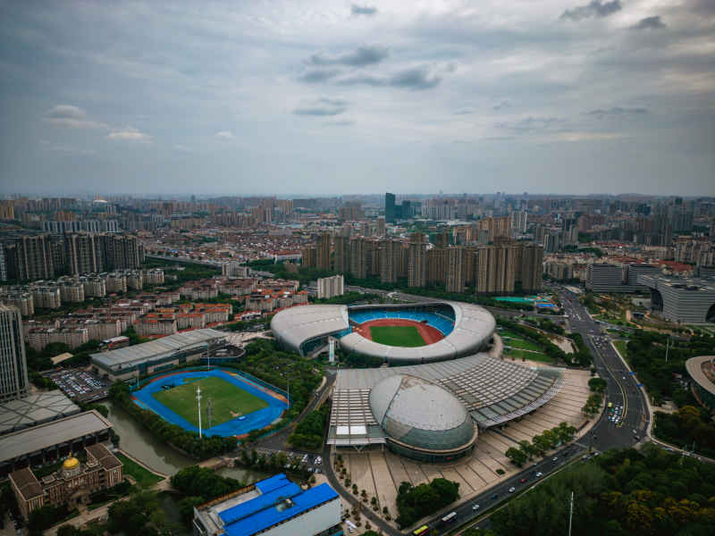 江苏省常州市奥林匹克体育中心航拍
