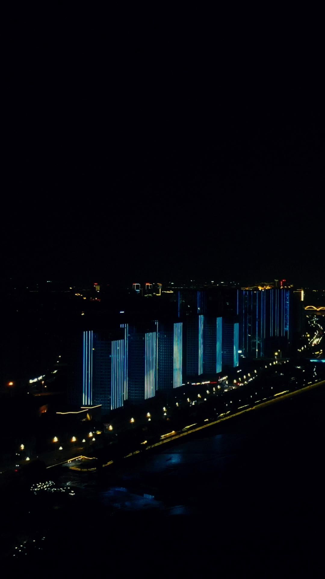 城市航拍福州城市夜景竖屏