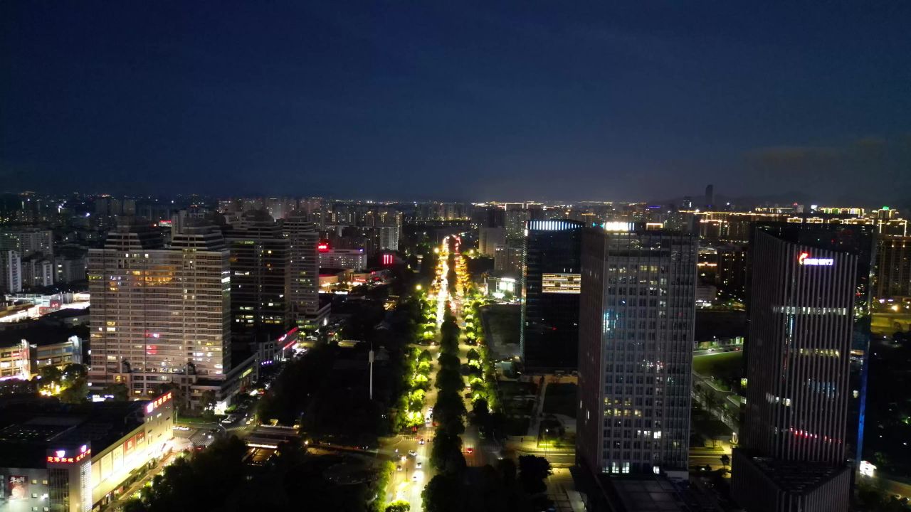 航拍台州城市夜景