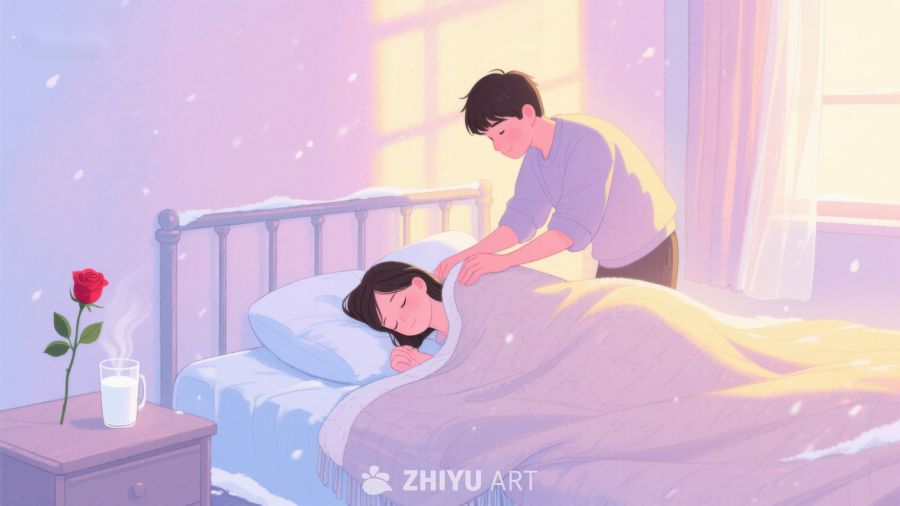 温馨床边，轻抚安睡之人 375