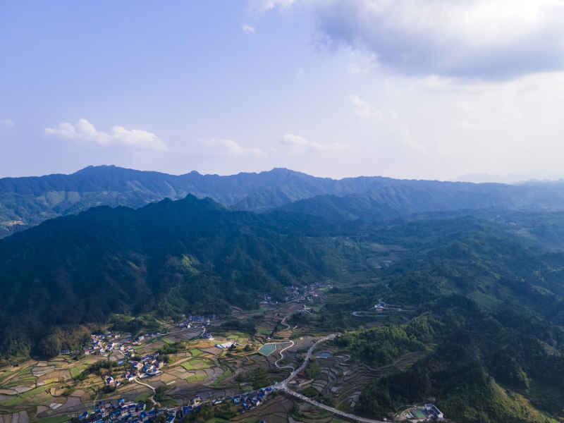 山川丘陵美丽向乡村农业种植航拍摄影图