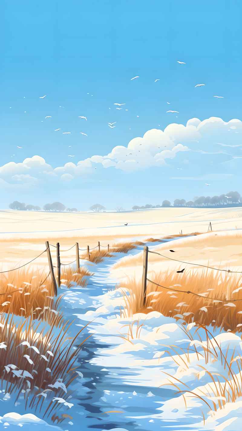 冬季唯美雪景创业插画 125