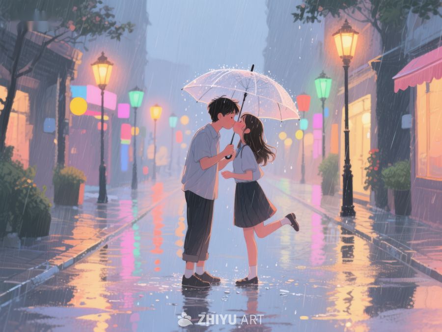 雨中情侣温馨共舞 1179