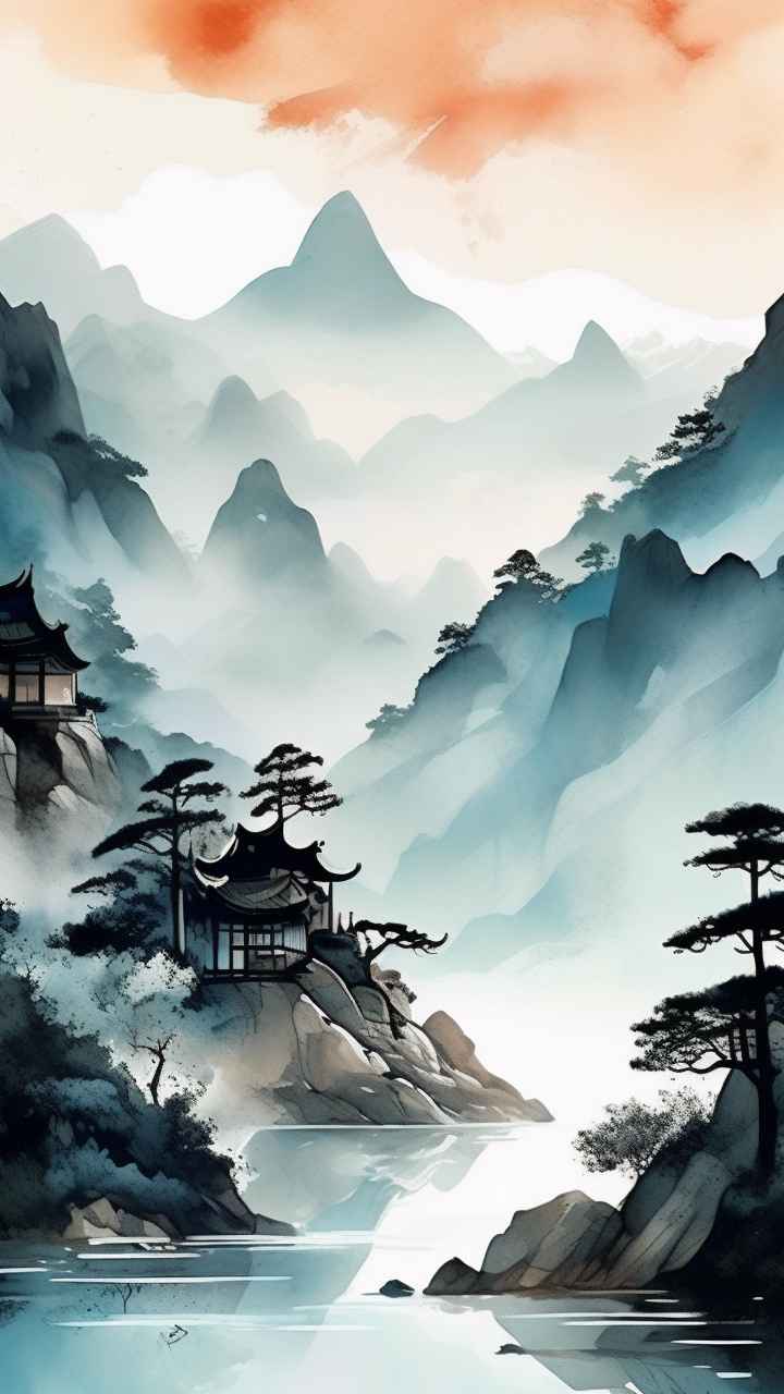 国风山水画背景插画 65