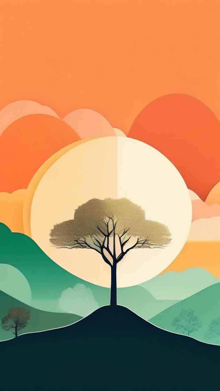 一幅画画着树极简主义 72