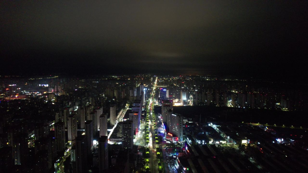 安徽蚌埠城市夜景灯光航拍  