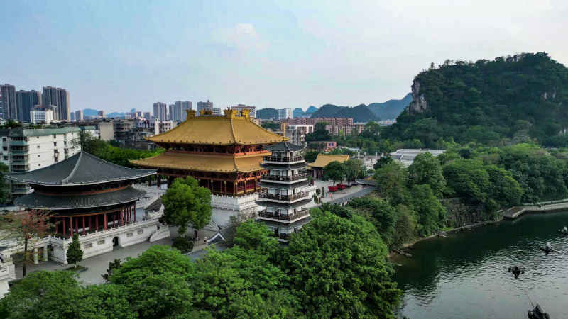 广西柳州文庙航拍  