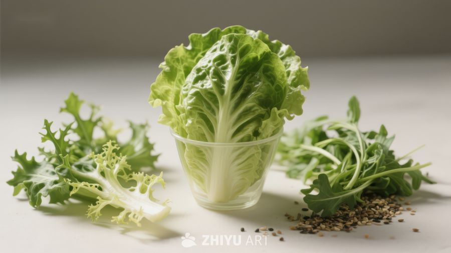 新鲜生菜与香草摆拍