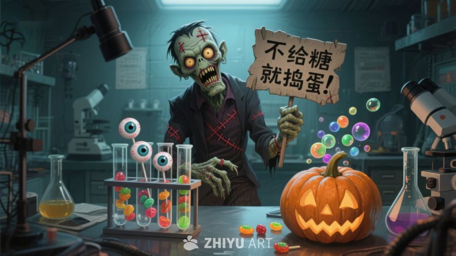 实验室里的僵尸与万圣节糖果
