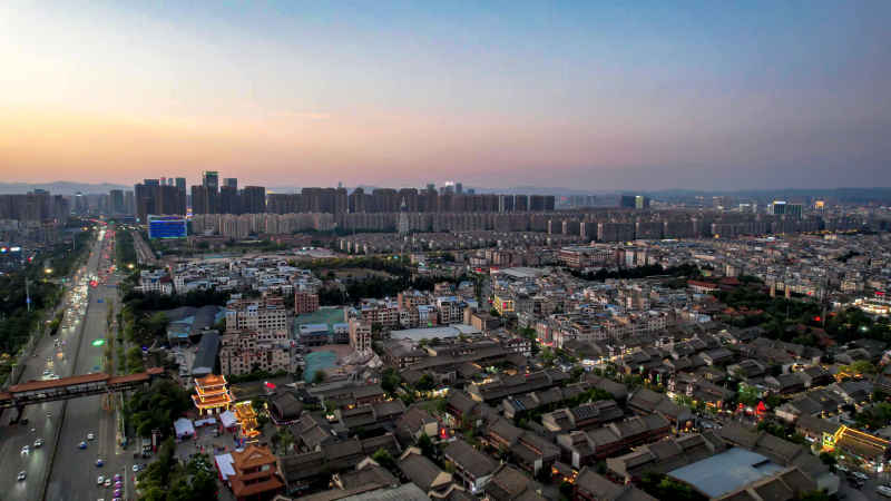 云南昆明城市风光航拍图 