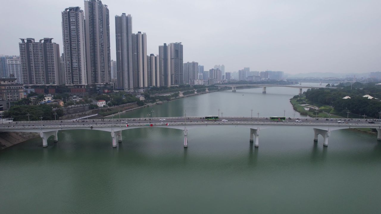  广西南宁邕江风光桥梁航拍