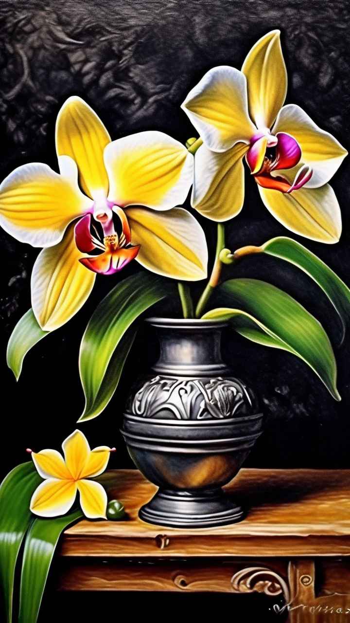 黄色兰花插画 6