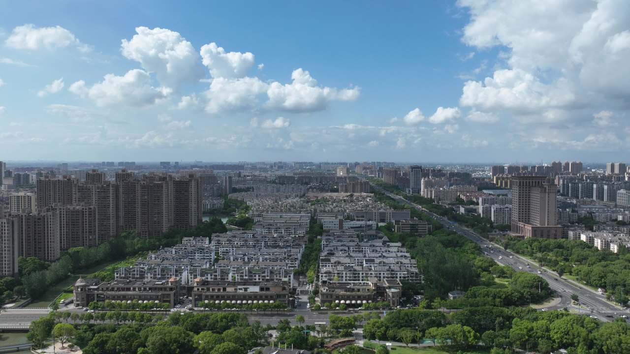4K延时航拍昆山城市建筑风光 4