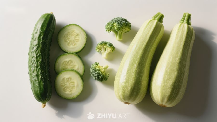 新鲜绿色蔬菜静物展示