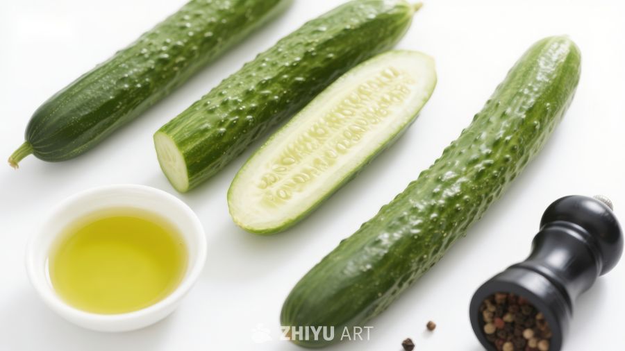 黄瓜与调味料静物展示