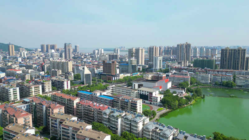 航拍湖北鄂州城市风光