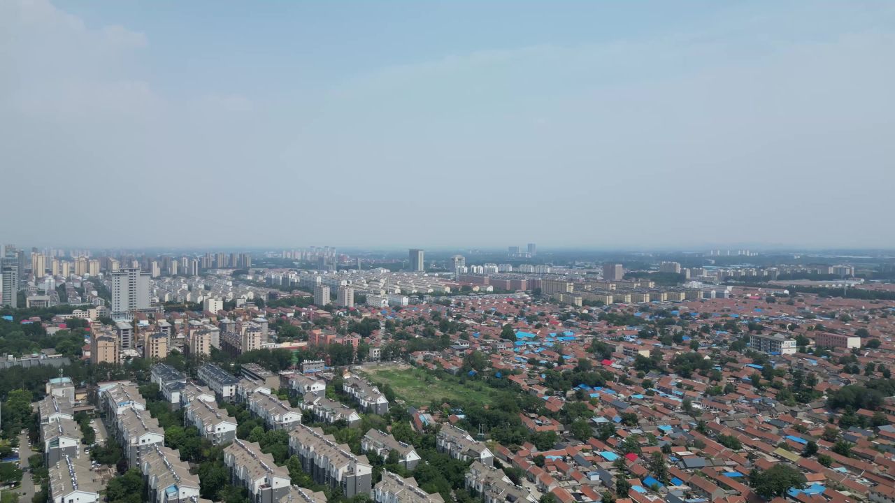 航拍山东潍坊青州城市风光
