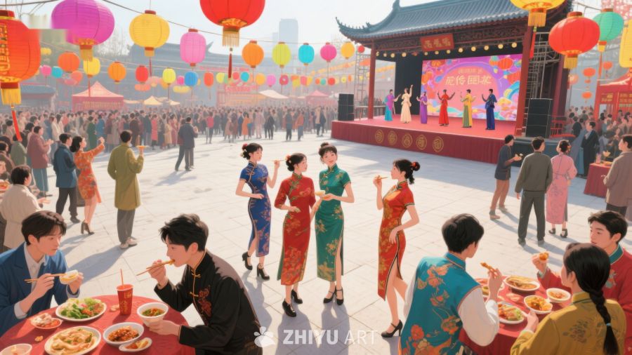 传统节日庆典，人群欢聚一堂 61