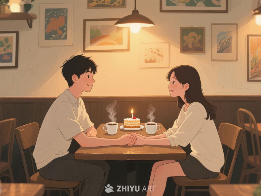 温馨咖啡馆里的烛光晚餐 715