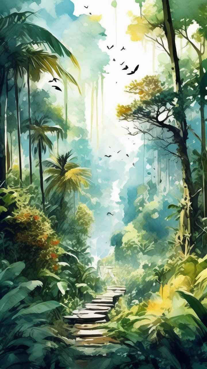 俯瞰热带雨林概念插画 28