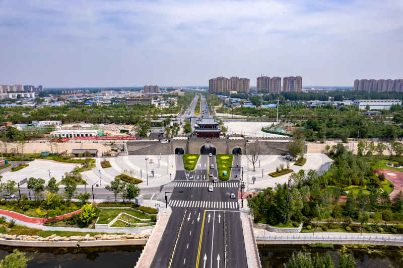 河南开封城市风光地标建筑旅游景区航拍图 
