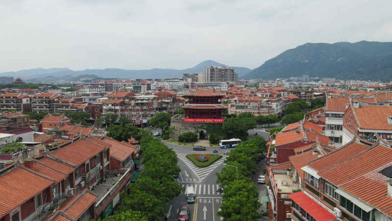 航拍福建泉州朝天门古建筑