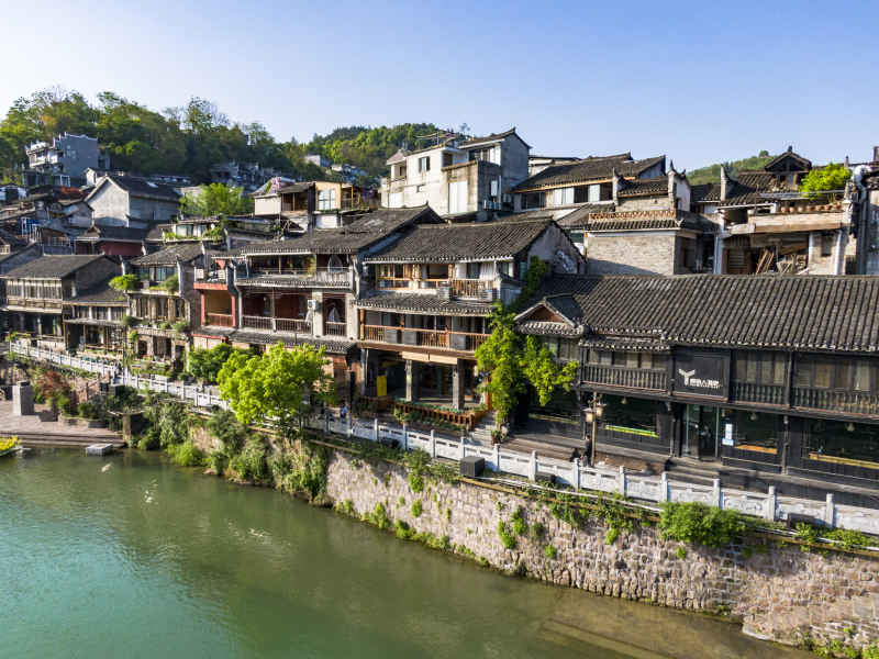 湖南湘西凤凰古城航拍