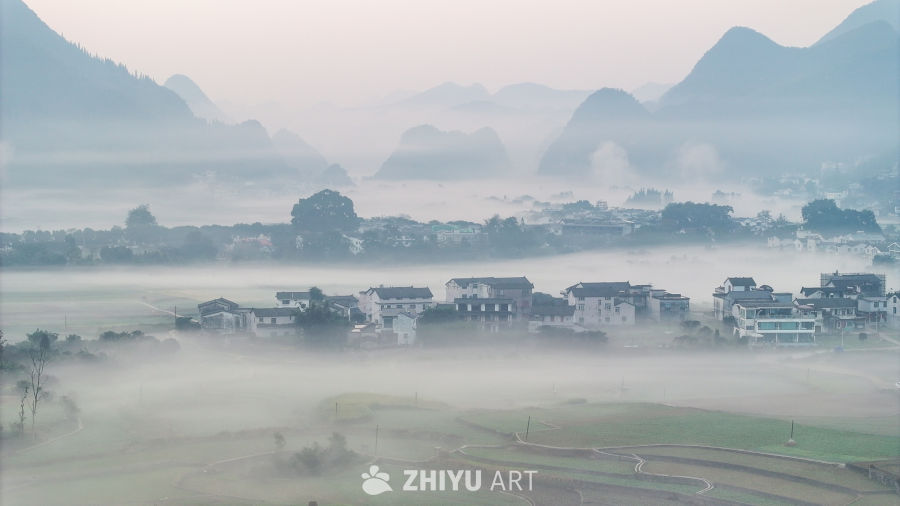 水墨画般的乡村晨景 17