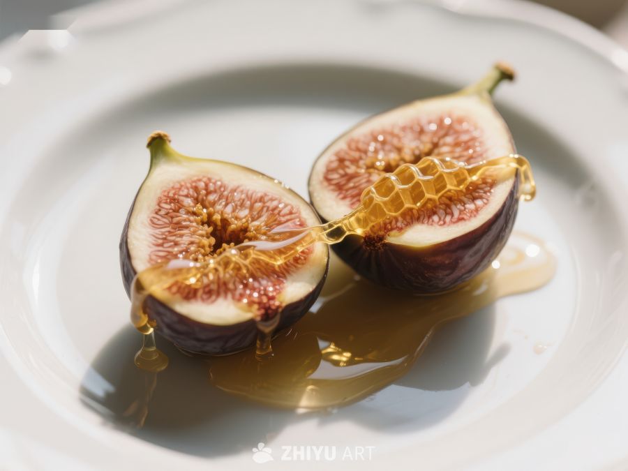 蜂蜜淋在切开的无花果上 176