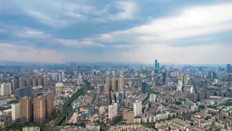 云南昆明城市风光交通航拍图 