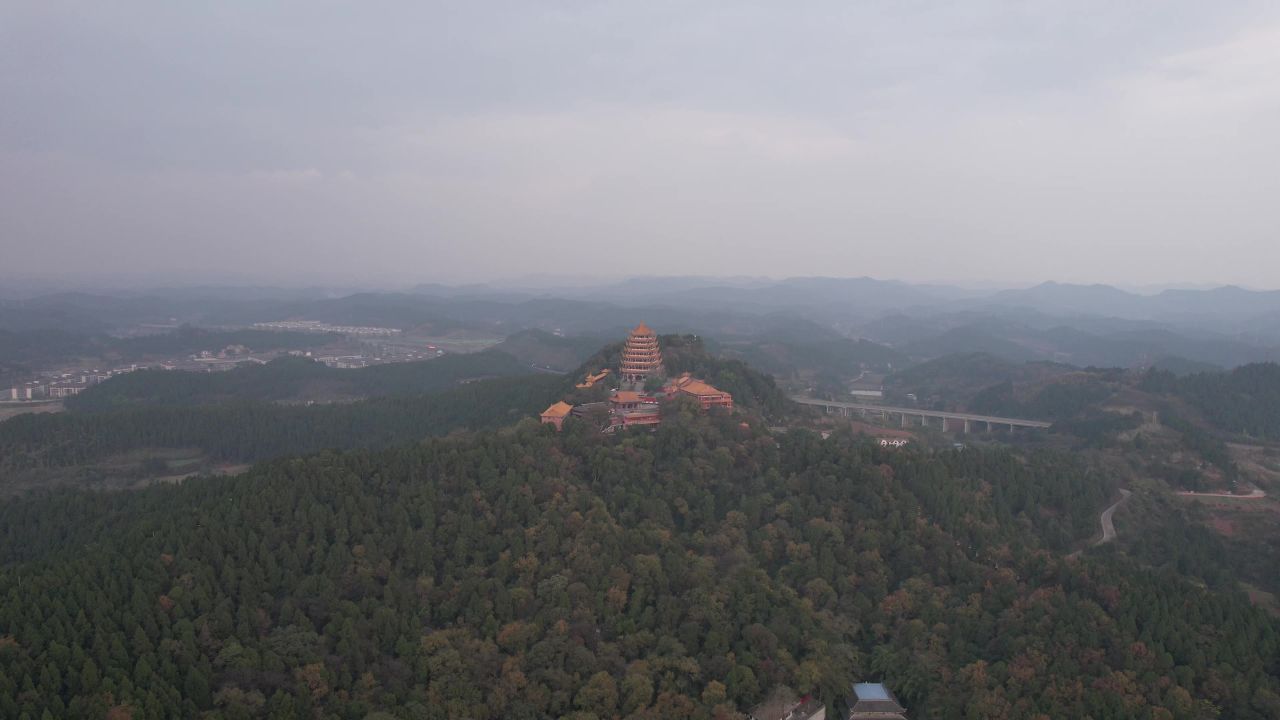  四川遂宁观音故里灵泉寺航拍 