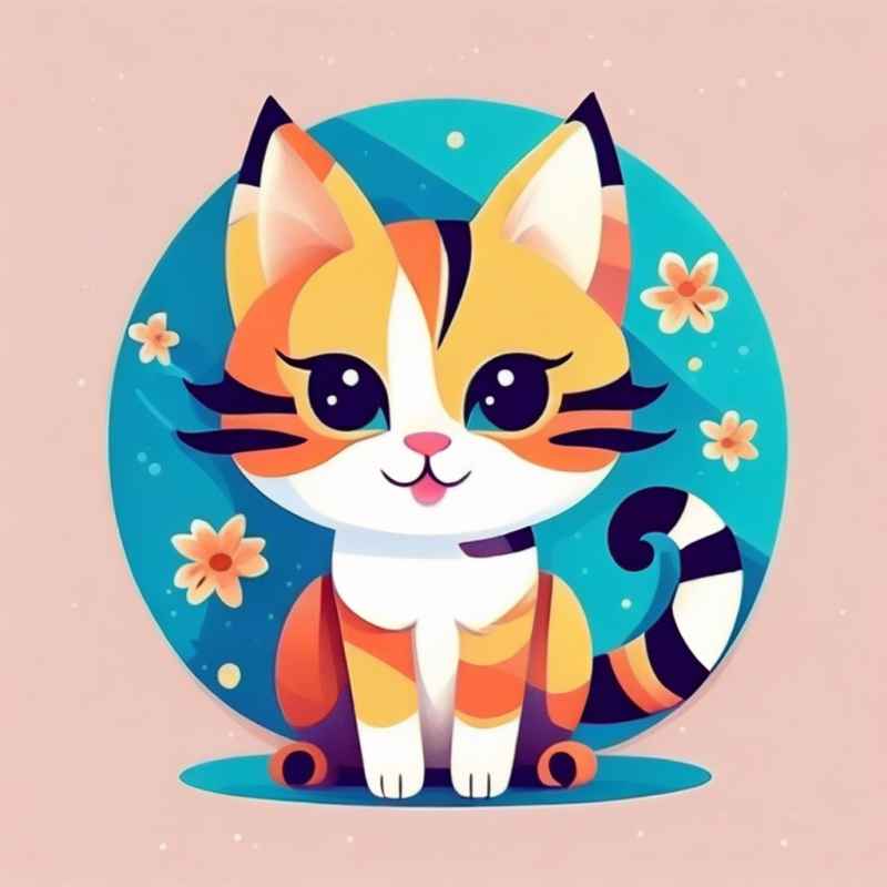 小花猫唯美插画 33