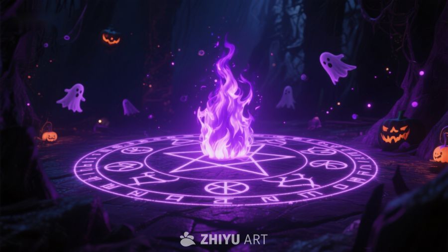 神秘魔法阵与紫色火焰 473
