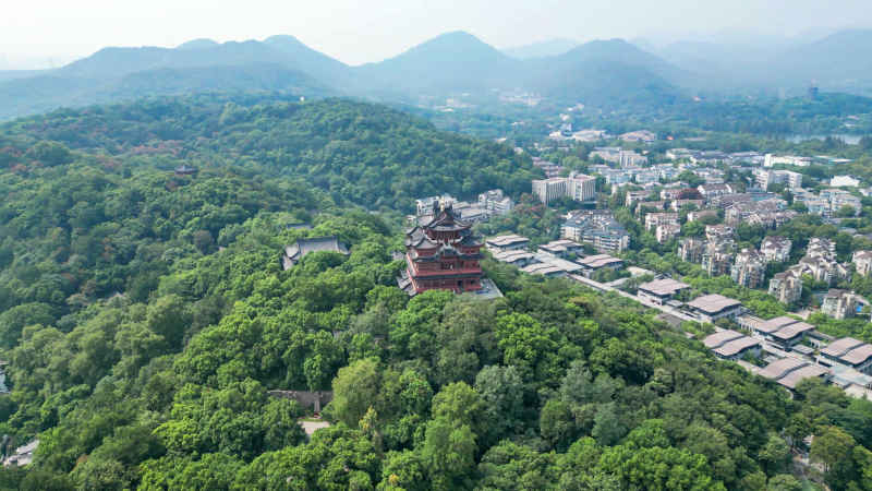 浙江杭州城市风光航拍摄影图 
