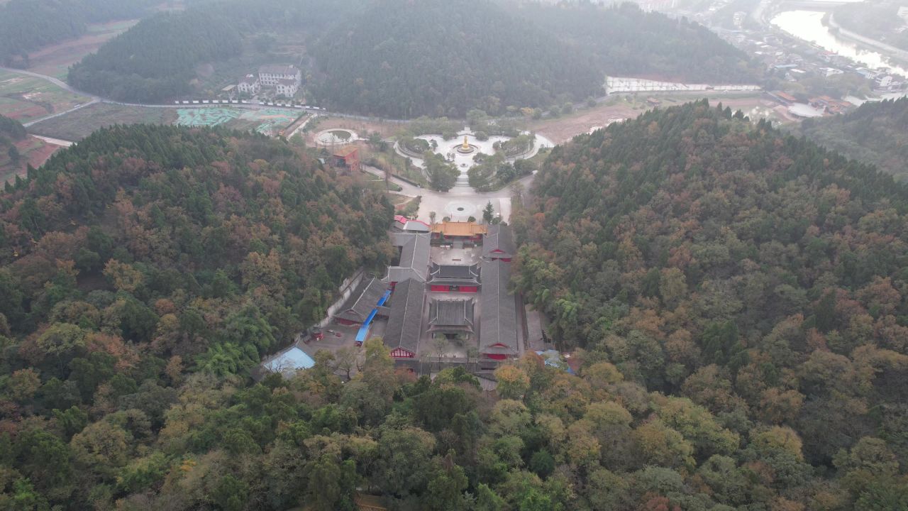 四川遂宁观音故里灵泉寺航拍