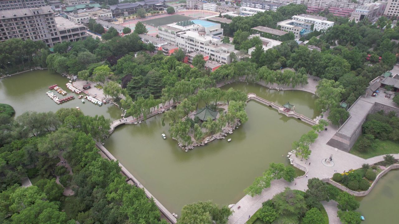 河北邯郸丛台公园4A景区航拍